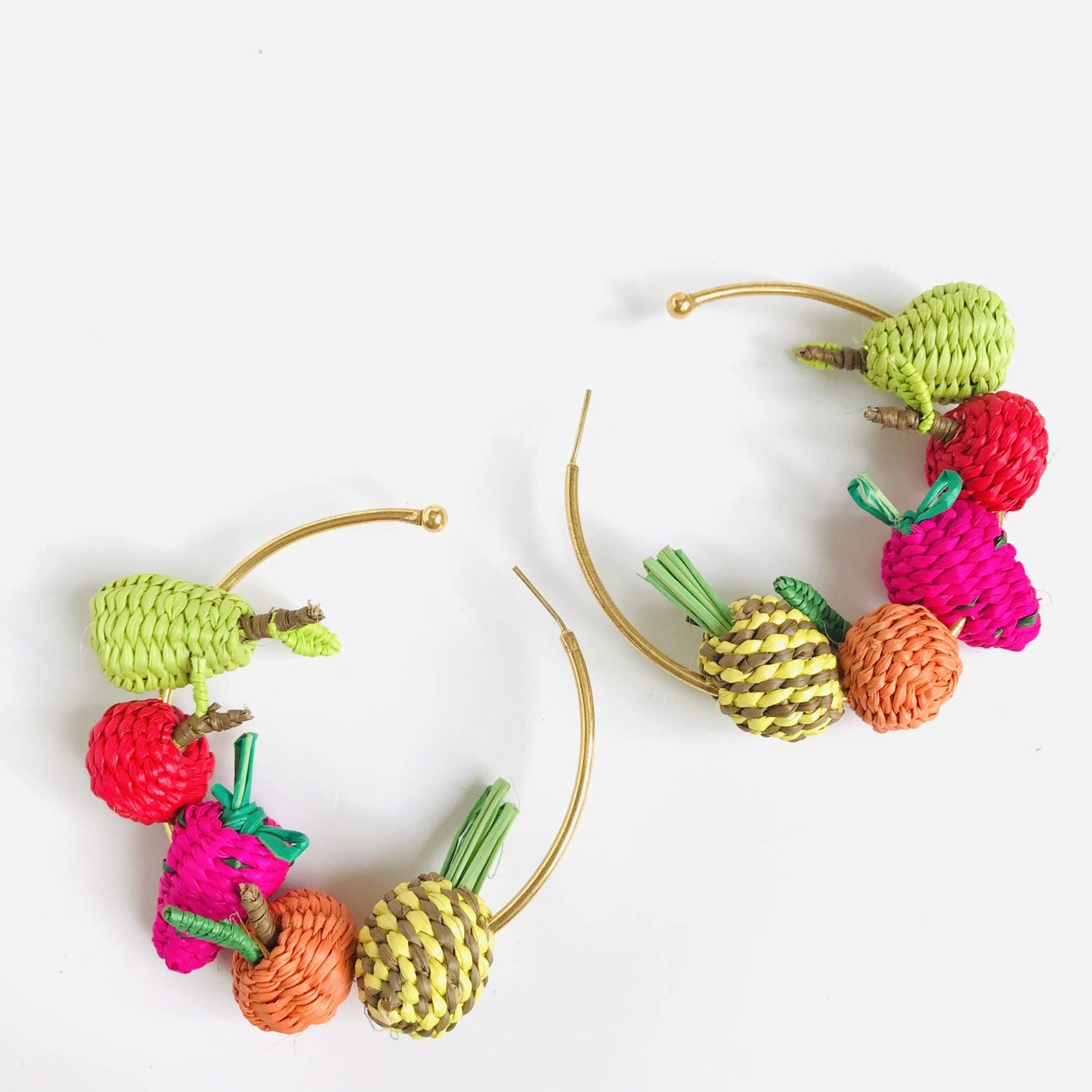 Iraca Mini Woven Fruticas Hoop Earrings