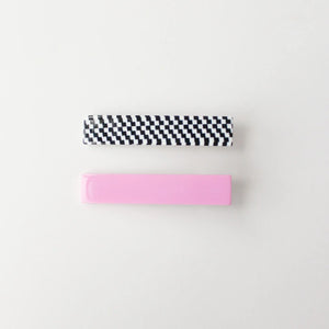 Femmes Hair Clip Set | Pink + Checkered