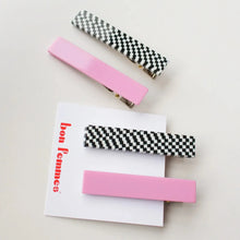 Load image into Gallery viewer, Femmes Hair Clip Set | Pink + Checkered
