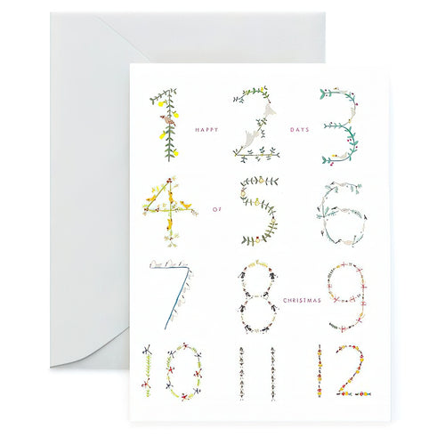 12 days of Christmas illustrated card