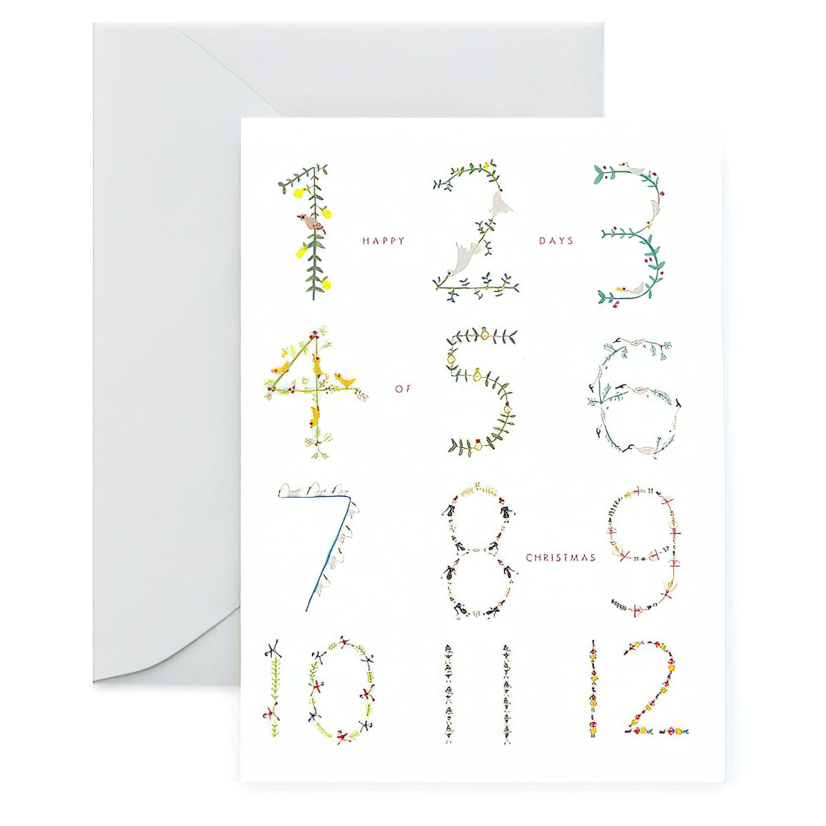12 days of Christmas illustrated card