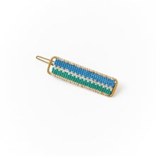 Load image into Gallery viewer, blue and green beaded barrette 
