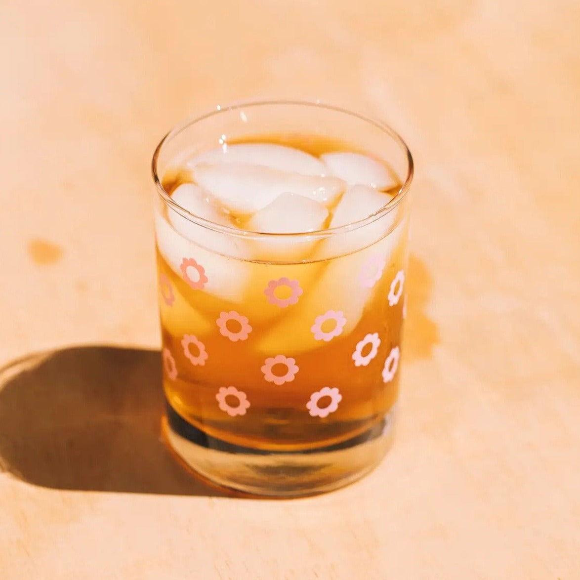 Daisies Double Old Fashioned Glass | Pink