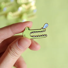 Load image into Gallery viewer, Groggy Croc Mood Enamel Pin
