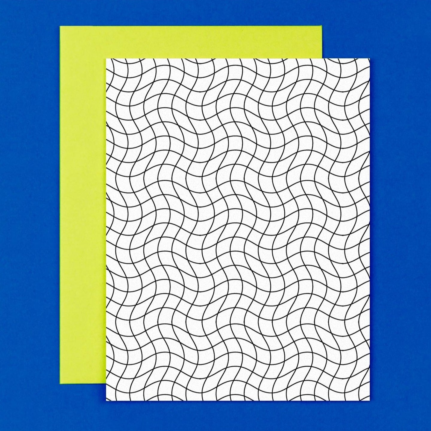 Wavy Grid Black & White Blank Pattern Card