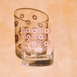 Daisies Double Old Fashioned Glass | Pink