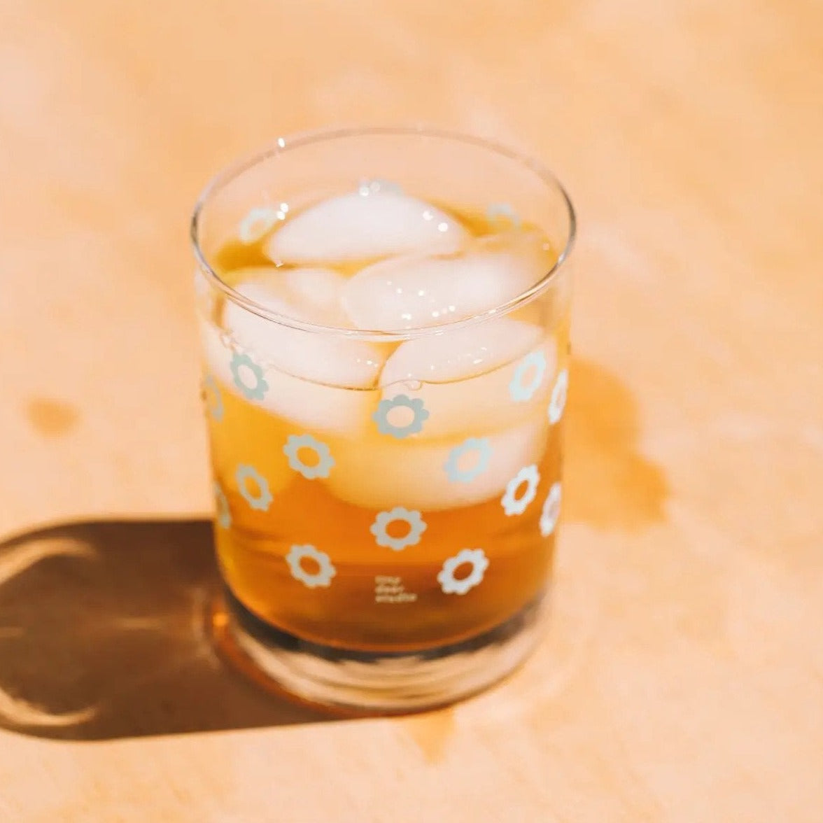 Daisies Double Old Fashioned Glass | Blue