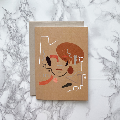 abstract face illustration card