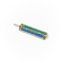 Load image into Gallery viewer, blue and green beaded barrette 
