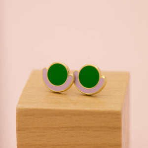 Circle Cradle Earrings | Green