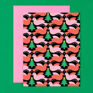 Peace & Love Doves Pattern Holiday Card