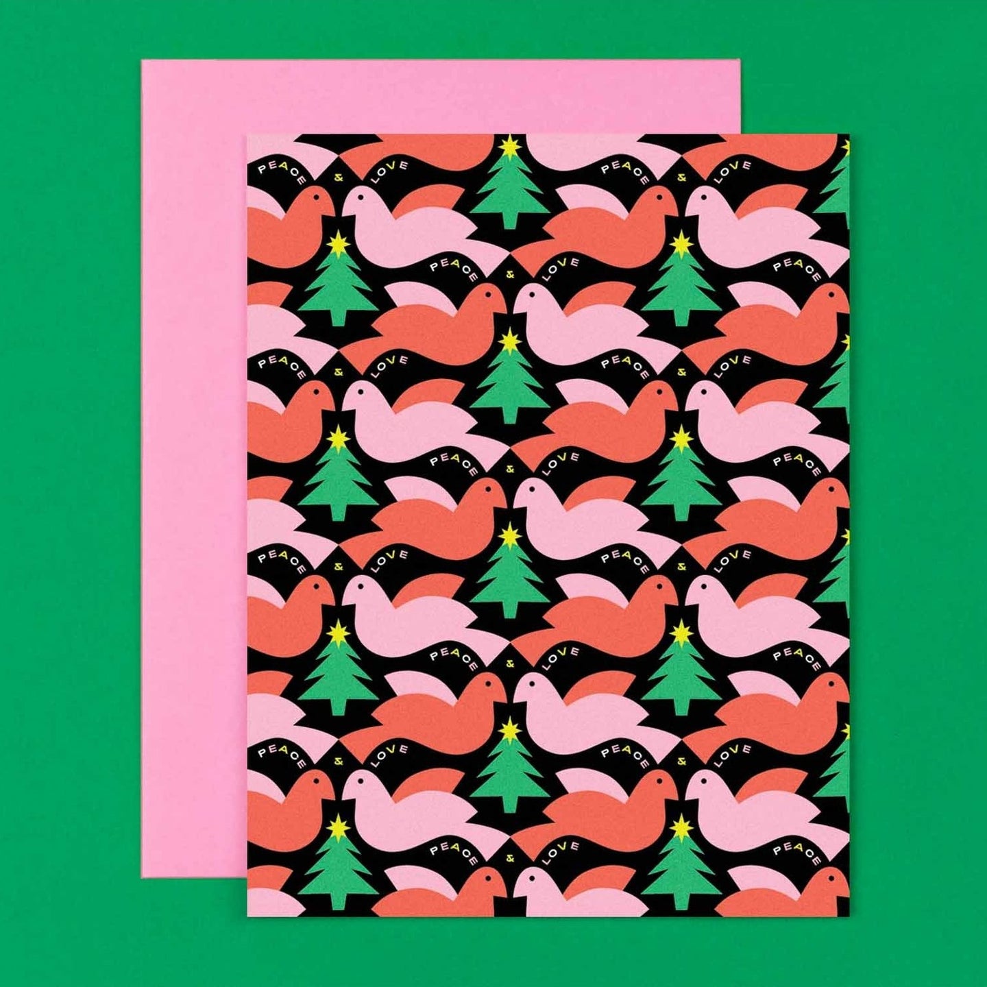 Peace & Love Doves Pattern Holiday Card
