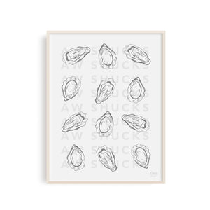 Aw Shucks Oysters Art Print | Gray