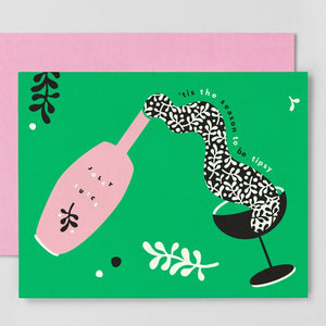 Tis the Season to Be Tipsy Holiday Card | single + set